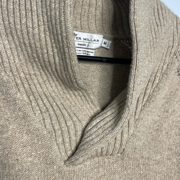Peter Millar Men’s Shawl Pullover Seaside Sand Sweater Sz M Cotton Flax & Silk - Picture 7 of 16